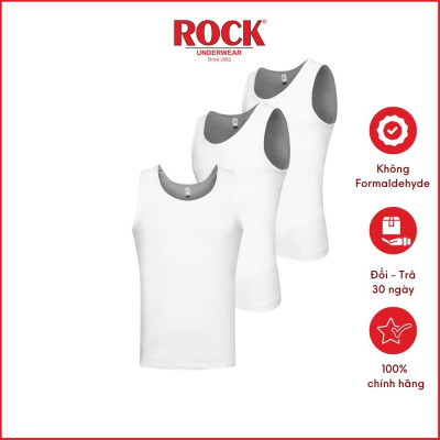 Combo 3 áo ba lỗ không đường may cotton 100% ROCK 5075 thấm hút tốt, bo ngực, mạnh mẽ cá tính mặc nhà, mặc lót, tập gym