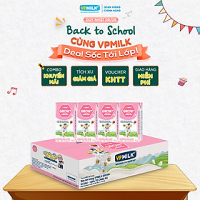 Sữa Tiệt Trùng Có Đường VPMilk Grow+ Vị Dâu Hộp 110ml (Thùng 48 Hộp)