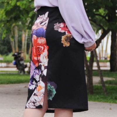 Chân Váy Nữ Họa Tiết Hoa F’Amor - Đen