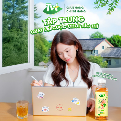 [Thùng 24 chai 450ml] Trà Vải TVT- thanh mát, tự nhiên từ nước cốt vải thiều, trà xanh nguyên chất
