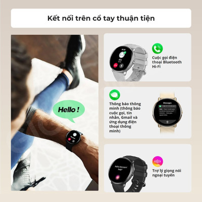 Đồng Hồ Thông Minh Zeblaze GTR3 Pro - Màn hình Amoled - Hỗ trợ nghe gọi - Theo dõi sức khỏe - Full Tiếng Việt - Hàng Chính Hãng