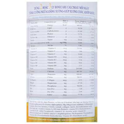 Sữa bột Wincofood Bonecare Calcimax+ 850g dành cho người từ 18 tuổi trở lên bổ sung canxi - Collagen và đường Isomalt phòng ngừa loãng xương, giúp chống lão hóa đẹp da và ngừa tiểu đường.