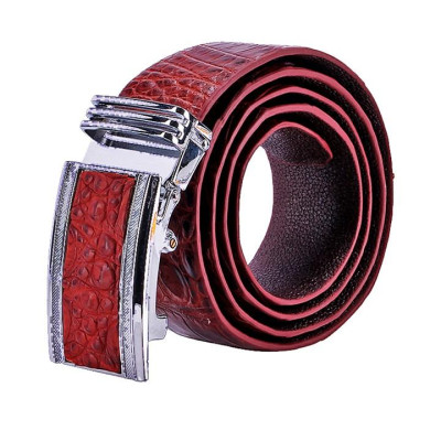 HC4838 - Dây nịt nam da cá sấu Huy Hoàng gai đuôi 4P màu nâu đỏ