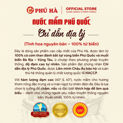 Nước mắm Phú Quốc Chỉ Dẫn Địa Lý Phú Hà 40 độ đạm - Combo 2 chai 60ml