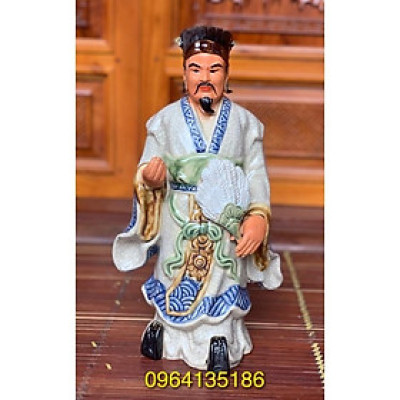 Tượng Khổng Minh h30cm men rạn gốm sứ Bát Tràng