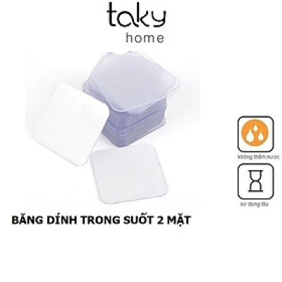 SET 3 Miếng Băng Dính 3M Vuông, Siêu Dính 2 Mặt Trong Suốt, Tiện Dụng- Đa Năng, Loại Vuông 6x6cm, An Toàn Tiện Ích- TakyHome 6000set3