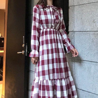 Đầm Ca Rô Nơ Cổ Thanh Lịch DN063 MayHomes