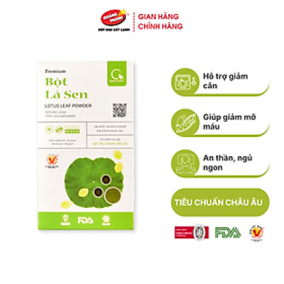 Bột Lá Sen Sấy Lạnh Nguyên Chất Hộp 30g  - Ngủ ngon, giảm mỡ máu, giảm cân, mát gan, mờ nám, tàn nhang, đẹp da