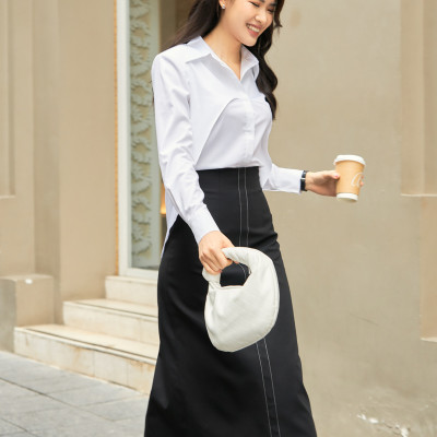 Chân váy chữ A dáng dài Ilian thiết kế cao cấp WHITE CHIC