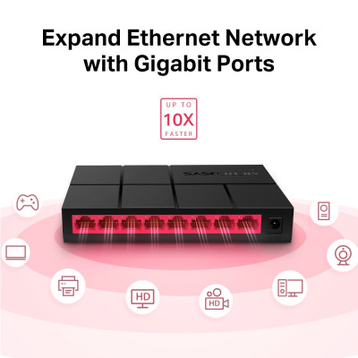 Bộ Chia Mạng 8 Cổng Gigabit MERCUSYS MS108G - Switch  10/100/1000Mbps - Hàng Chính Hãng