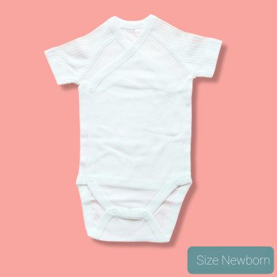 Body sơ sinh cộc tay màu trắng xuất dư mềm mát cho bé