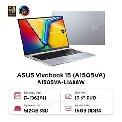 Asus Vivobook 15 A1505V-L1688W (Intel Core i7-13620H | 16GB | 512GB | Intel UHD | 15.6 inch FHD | Win 11 | Bạc) - HÀNG CHÍNH HÃNG