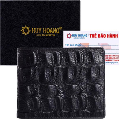 Ví Nam Vân Cá Sấu Huy Hoàng HT2117 (12.5 x 10 cm) - Đen