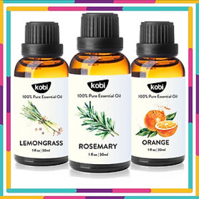 Combo 3 Tinh Dầu Xông Phòng Kobi: Tinh Dầu Sả Chanh (30ml) + Tinh Dầu Hương Thảo (30ml) + Tinh Dầu Cam Ngọt (30ml) - Tinh Dầu Thiên Nhiên Nguyên Chất, Tốt Cho Bé Sơ Sinh, Giúp Giữ Ấm Cơ Thể, Phòng Ngừa Bệnh Hô Hấp Hiệu Quả