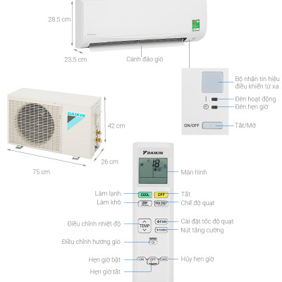 [Miễn phí công lắp] Model mới 2023 - Máy Lạnh Daikin FTF25XAV1V 1HP (9000 BTU) - Bền bỉ - Luồng gió dễ chịu - HÀNG CHÍNH HÃNG