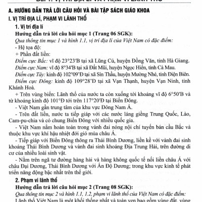 Hướng Dẫn Trả Lời Câu Hỏi Và Bài Tập Địa Lí Lớp 12 (Bám Sát SGK Kết Nối Tri Thức Với Cuộc Sống) - HA