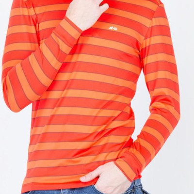Áo thun nam dài tay kẻ cam aligro ALGAPD008