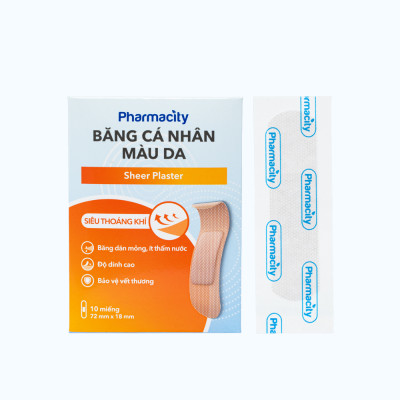 Băng cá nhân màu da Pharmacity bảo vệ vết thương hở (10 miếng/gói)