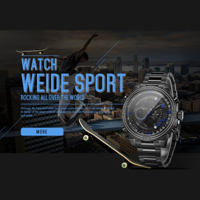  Đồng hồ điện tử WEIDE WH5209 kỹ thuật số thạch anh dành cho Nam Doanh nhân- Màu vàng