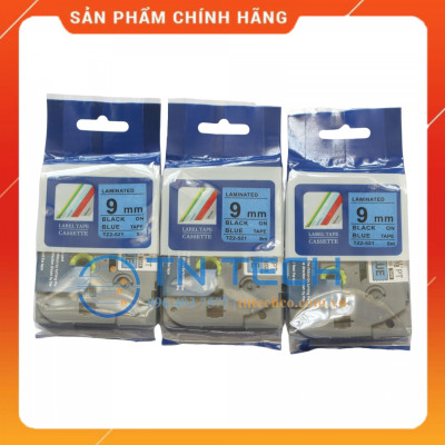 Nhãn In Tz2-521 - Đen nền dương 9mm x 8m - Dùng cho máy in BROTHER - AIMO - PUTY [Hàng Nhập Khẩu]