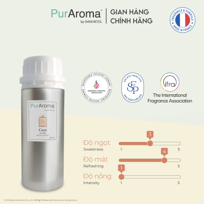 (Đậm Đặc | Chai Lớn) Tinh dầu COCO nguyên chất PurAroma by IMMORTEL - Chính hãng Pháp