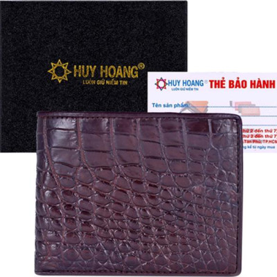 HC2201-02-03-40 - Bóp nam Huy Hoàng da cá sấu da bụng màu đen, nâu đỏ, vàng bò, nâu đất