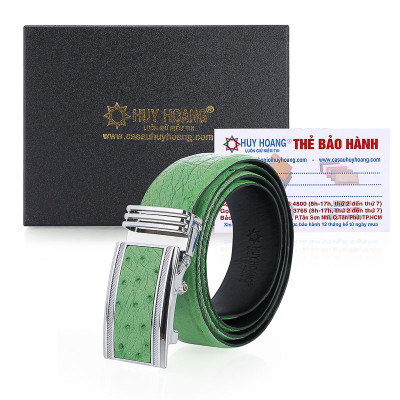 Dây nịt nam da đà điểu Huy Hoàng da hột bản lớn màu xanh HC4479