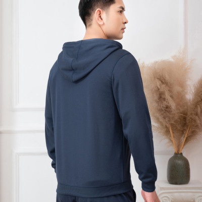 Bộ nỉ hoddie ALIGRO kéo khóa có mũ màu navy BN.15