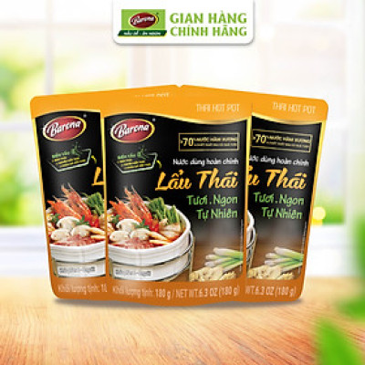 Combo 3 Gói Nước Dùng Lẩu Thái Barona 180g tươi ngon chuẩn vị không cần nêm nếm