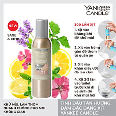 Tinh dầu tán hương đậm đặc, dạng xịt Yankee Candle - Sage & Citrus (42.5g)