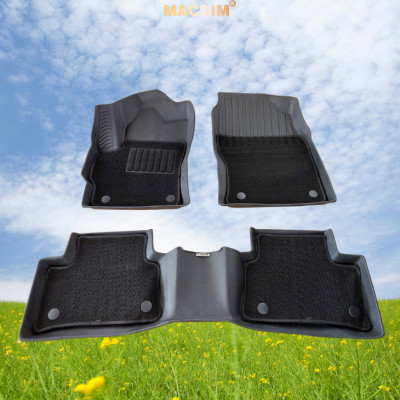 Thảm lót sàn ô tô 2 lớp cao cấp dành cho xe Toyota Cross 2020 - tới nay (sd) nhãn hiệu Macsim chất liệu TPE màu đen