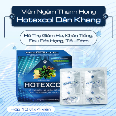 Kẹo Ngậm Thanh Họng Hotexcol Dân Khang Hộp 10 vỉ x 4 viên