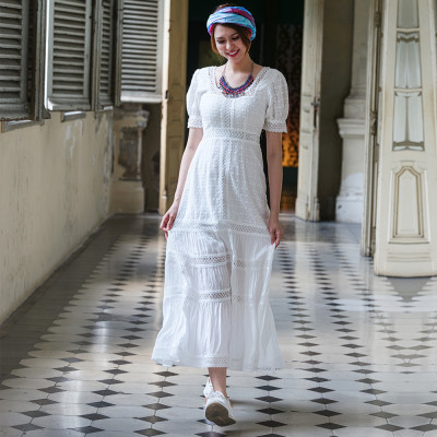 Đầm Maxi Trắng Đầm Maxi Đi Biển Thời trang thiết kế Hity DRE119 (Trắng Kim Cương)