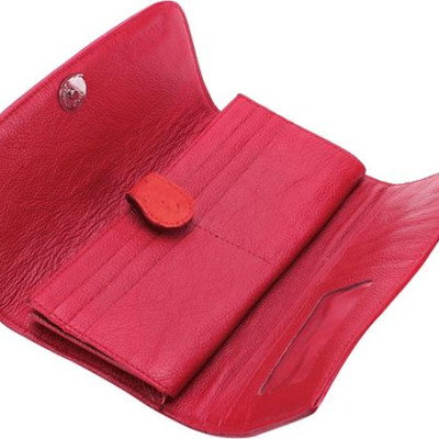 Ví Nữ Da Đà Điểu 3 Gấp Huy Hoàng HT3401 (18.5 x 9 cm) - Đỏ