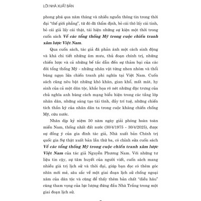 Về các Tổng thống Mỹ trong cuộc chiến tranh xâm lược Việt Nam ( Xuất bản lần thứ ba có chỉnh sửa) bản in 2025