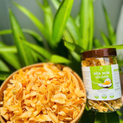 DỪA NON SẤY GIÒN - Coconut chips/ Thương hiệu HOLINUT