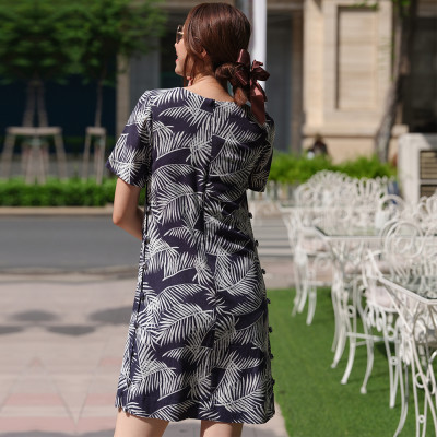 Đầm Suông Đầm Linen Cao Cấp Thời trang thiết kế Hity DRE124 (In Lá Cọ)