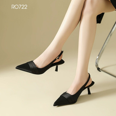 Giày cao gót nữ quai sau ROSATA RO722 - 6p - Đen, Hồng - HÀNG VIỆT NAM-BKSTORE