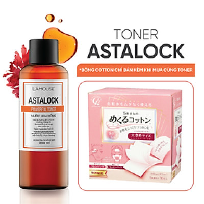 Bộ sản phẩm dưỡng da LÁ HOUSE gồm Toner Astalock,Bông tẩy trang