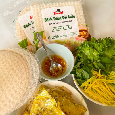 Combo 5 Bánh tráng gỏi cuốn Shammi tròn size 22cm túi 400g (Bánh tráng cuốn xuất khẩu)