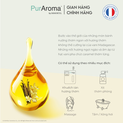 (Đậm Đặc | Chai Lớn) Tinh dầu HƯƠNG VANI nguyên chất PurAroma by IMMORTEL - Chính hãng Pháp