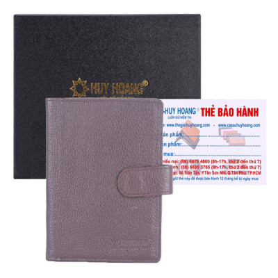Ví đựng Passport Huy Hoàng bấm nút màu nâu-HT9109