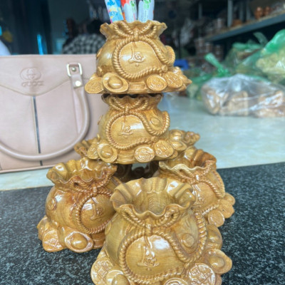 Ống hũ cắm bút bằng gỗ bách xanh thơm phức kt cao 12×10×7cm