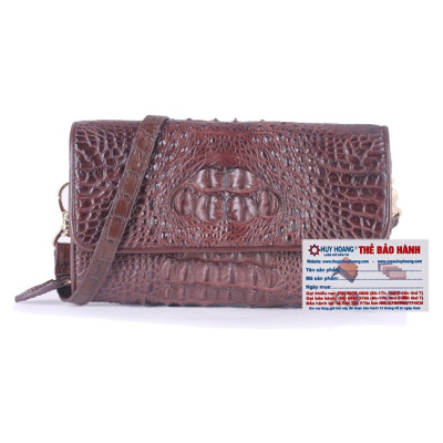 Túi Đeo Nữ Da Cá Sấu Huy Hoàng HT6258 (12 x 21 cm) - Nâu Đất