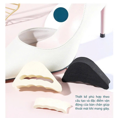 COMBO 2 CẶP Lót mũi giày cao gót cao su non đệm êm ngón chân MÀU ĐEN VÀ MÀU KEM