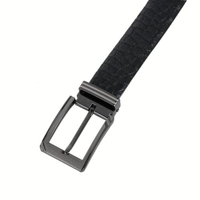 Dây nịt nam da cá sấu Huy Hoàng gai đuôi đầu kim màu đen HC4733