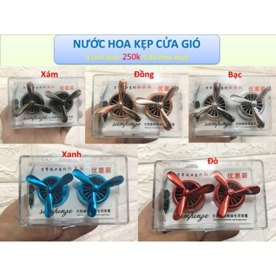 Đôi Nước Hoa Sáp Thơm ô Tô Kẹp Khe Gió 3 Cánh Quạt Máy Bay