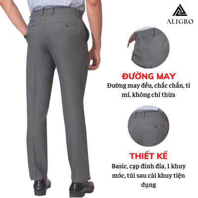 Quần âu nam ALIGRO màu lông chuột dáng basic ống đứng, chất liệu cao cấp ALGO1014