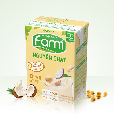 Thùng Sữa Đậu Nành Vinasoy Fami Nguyên Chất Vị Sữa Dừa (200ml x 36 Hộp)