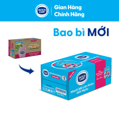 Thùng 48 Bịch Sữa Tiệt Trùng Dutch Lady Cô Gái Hà Lan Hương Dâu 180ml